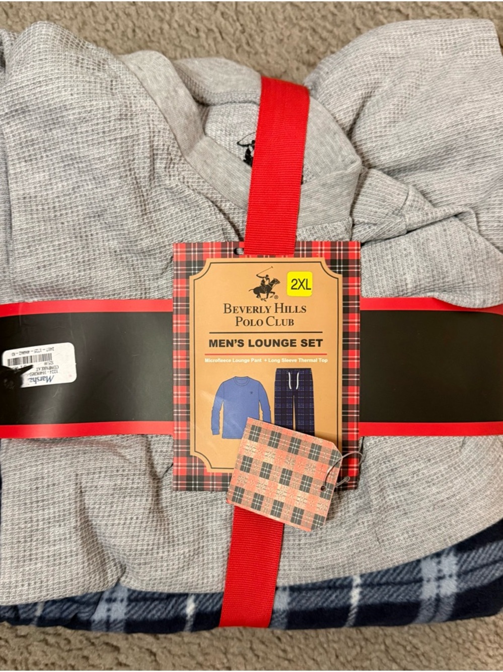 Beverly Hills Polo Club Gray Thermal Top & Microfleece Lounge Pants Set